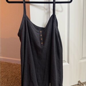 Black Sleeveless Button-Down Top